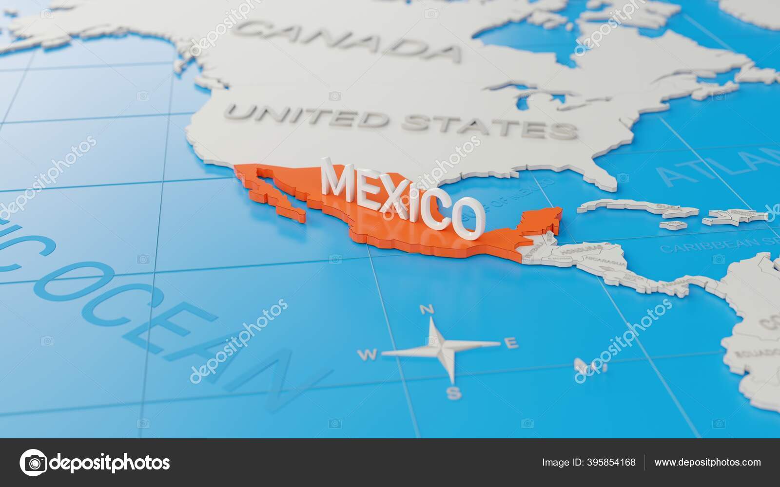 Mexico Highlighted White Simplified World Map Digital Render Stock Photo By C Hernan Hyper Gmail Com