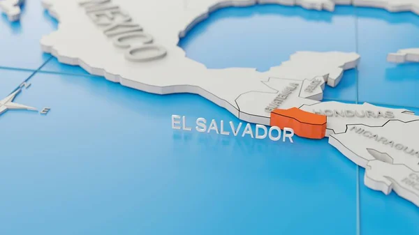 Salvador Destacou Mapa Mundo Simplificado Branco Renderização Digital — Fotografia de Stock