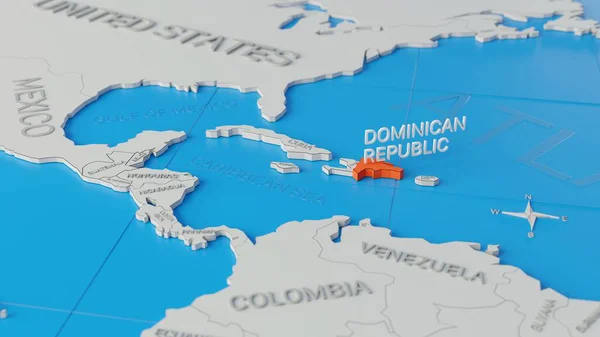 República Dominicana Destacou Mapa Mundo Simplificado Branco Renderização Digital — Fotografia de Stock