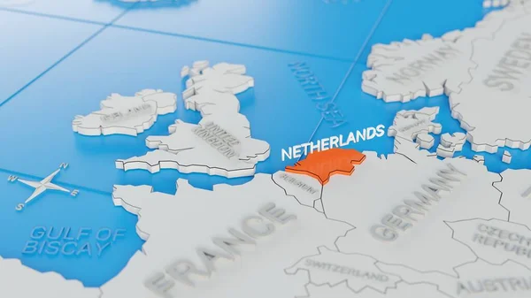 네덜란드는 단순화 지도를 디지털 렌더링 — 스톡 사진