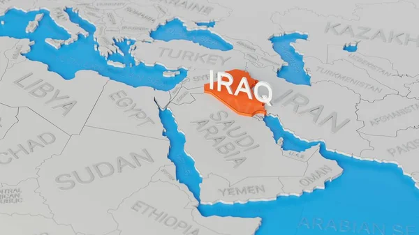 Irak Basitleştirilmiş Bir Boyutlu Dünya Haritasına Vurgulandı Dijital Oluşturucu — Stok fotoğraf