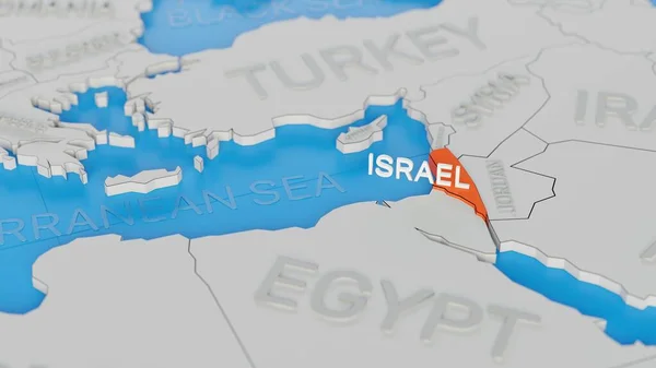 Israel Highlighted White Simplified World Map Digital Render — Stock Photo, Image