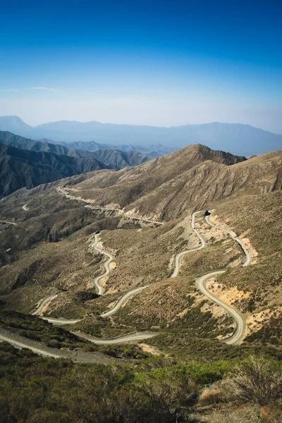 Narrow Twisting Dirt Road Andes Mountains Mendoza Argentina — Stock Photo, Image