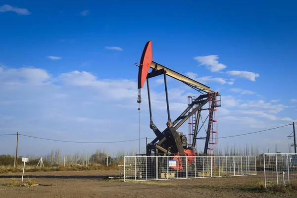 Oliewinning Pompoen Woestijn Van Mendoza Argentinië — Stockfoto