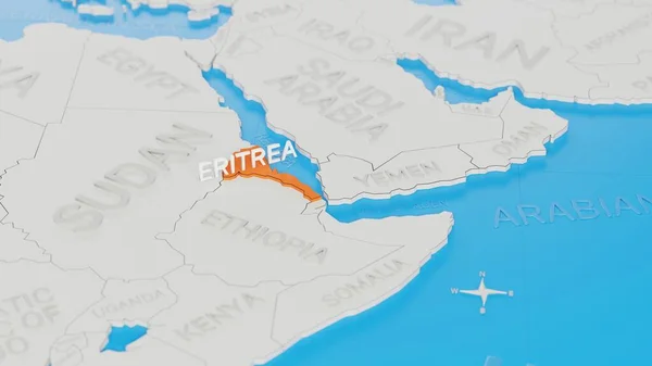 Eritrea Destacó Mapa Del Mundo Simplificado Blanco Renderizado Digital — Foto de Stock