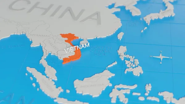 베트남은 단순화 지도에 디지털 렌더링 — 스톡 사진