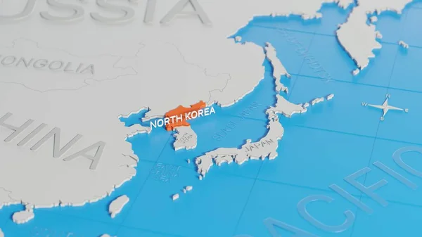 북한은 단순화 지도에 디지털 렌더링 — 스톡 사진