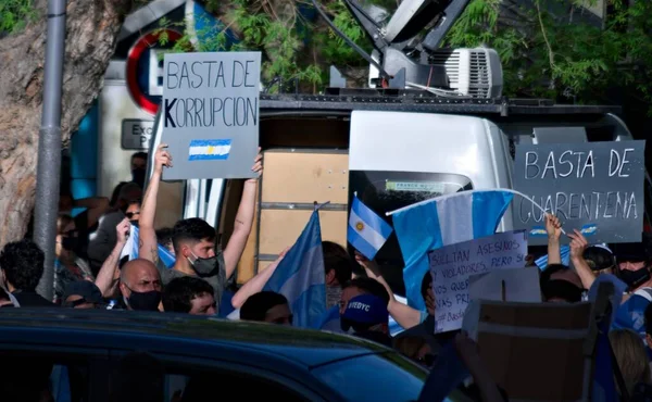 2020 Mendoza Argentina Durante Una Protesta Contra Gobierno Nacional Hombre — Foto de Stock