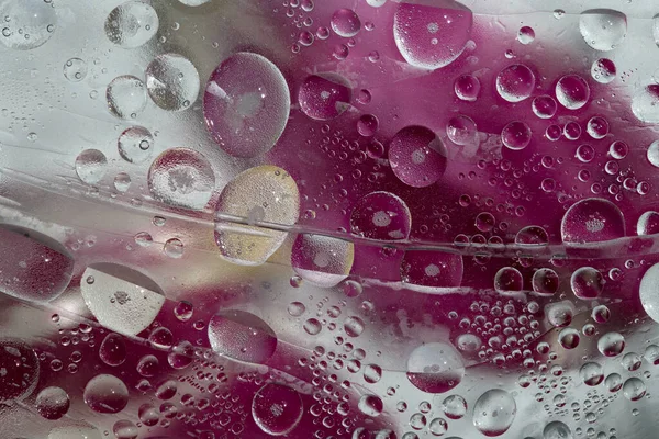 Las Partículas Hielo Blanco Burdeos Encuentran Una Superficie Vidrio Multicolor —  Fotos de Stock