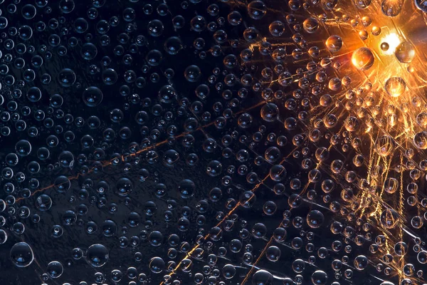 Destello Explosión Refleja Gotas Agua Transparentes Sobre Fondo Del Cielo Imagen de stock