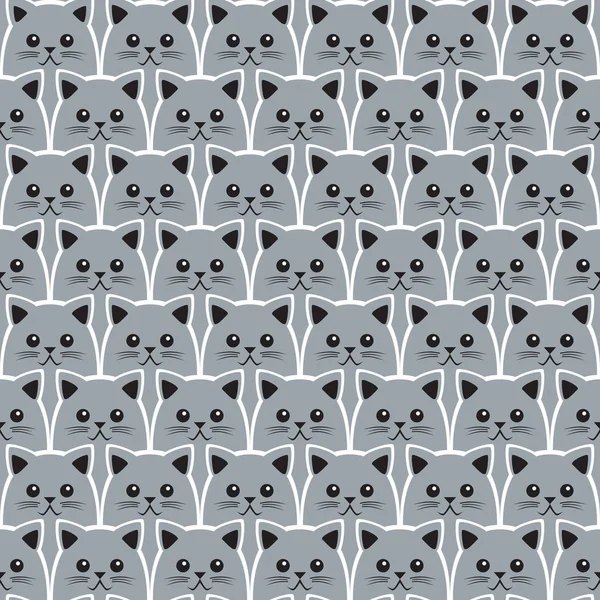 多くの猫の灰色の背景に線の描画 — ストックベクタ