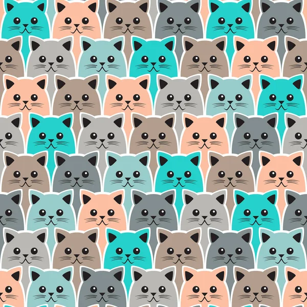 Muchos Gatos Multicolores Dibujando Líneas — Vector de stock