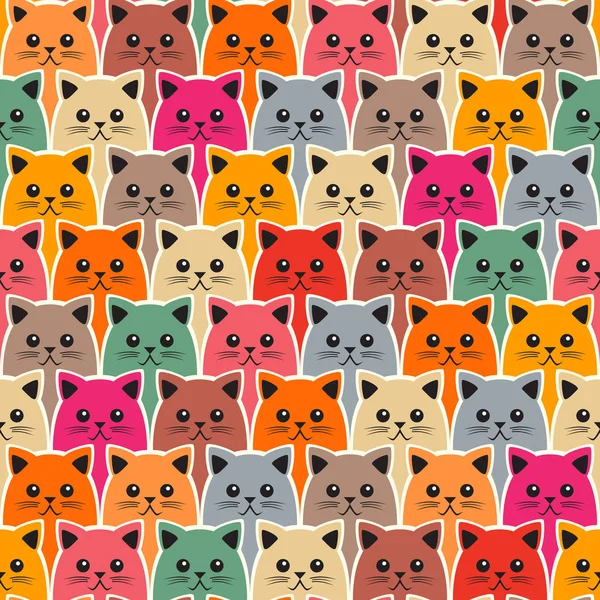 線の描画多くの色とりどりの猫 — ストックベクタ