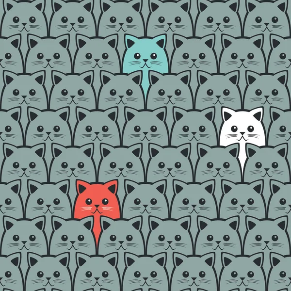 许多猫在灰色背景下画线 — 图库矢量图片