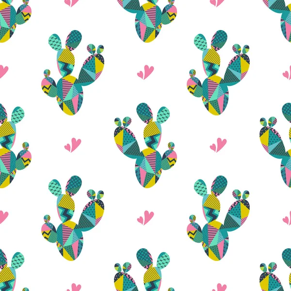 Cactus Plant Vector Seamless Pattern — Stock Vector