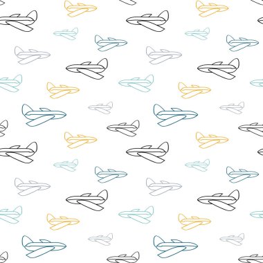 Gökyüzünde uçan uçak ile Seamless modeli. Vektör çizim duvar kağıdı, kağıt, tekstil baskı ambalaj için.