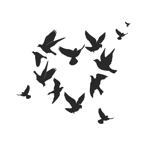 Cœur Des Oiseaux Peut Être Utilisé Pour Carte Postale Carte — Image vectorielle