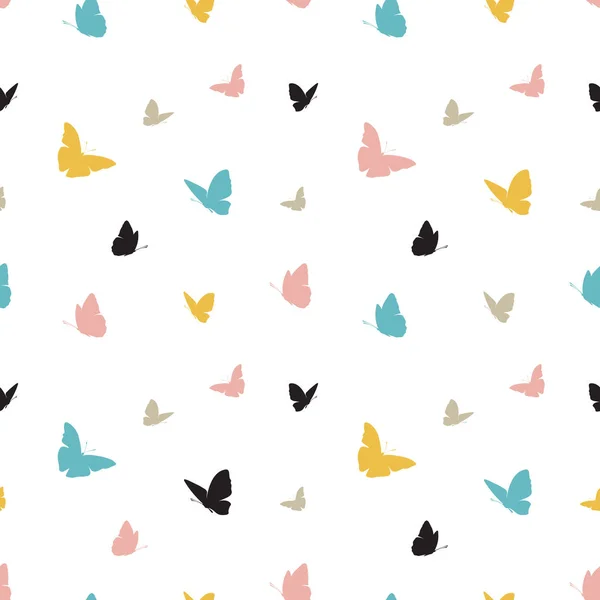 飛んでいる蝶のシームレスなパターン ベクター背景イラスト — ストックベクタ