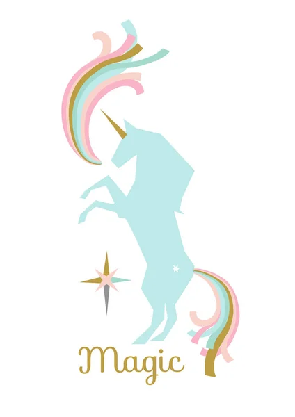 Poster Vektor Unicorn Pada Latar Belakang Putih - Stok Vektor