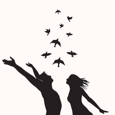 Poster seven çift ve uçan kuşlar