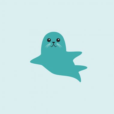 Seal hayvan çizgi film karakteri izole. Vektör çizimi