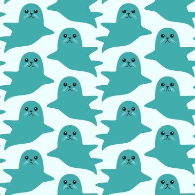 Şirin kürk fokları seamless modeli. Vektör çizim karikatür tarzı.