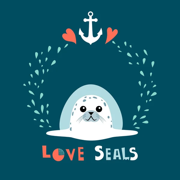 Seal Animal Cartoon Character Isolated Vector Illustration — Stock Vector