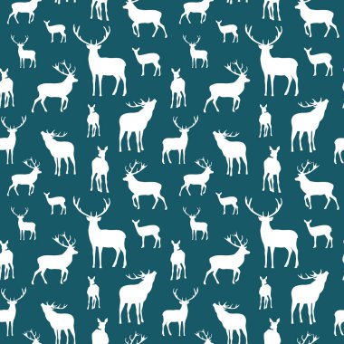 mavi geyik dikişsiz desen, vektör illüstrasyon