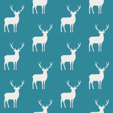 mavi geyik dikişsiz desen, vektör illüstrasyon
