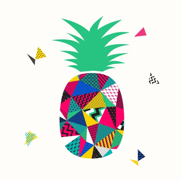 Stylish Illustration Pineapple Made Colorful Patterns Vector Illustration — Stock Vector