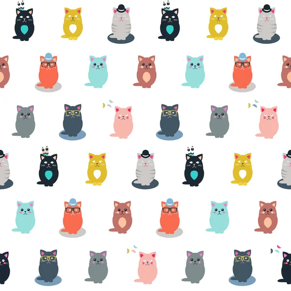 Cats Seamless Pattern Vector Illustration — Stock Vector