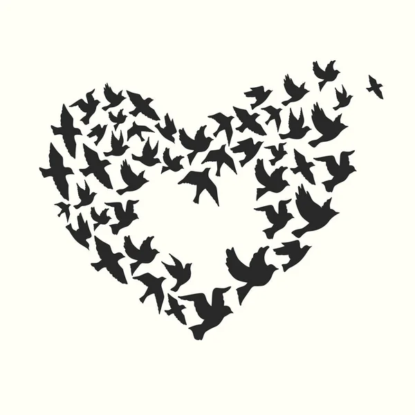 Stylish Illustration Heart Made Birds Silhouettes Vector Illustration — Stock Vector
