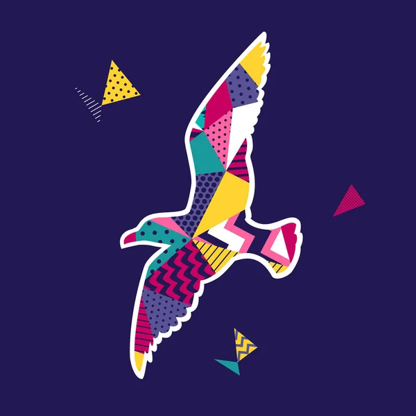 Stilvolle Illustration Mit Vogel Mit Bunten Mustern Inneren Vektorillustration — Stockvektor