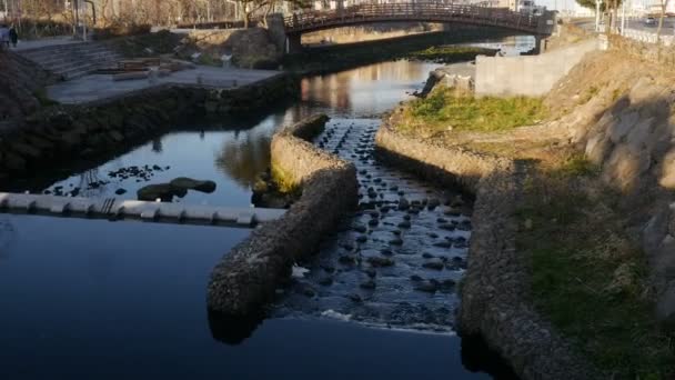 Hermoso río durante las vacaciones de año nuevo chino en la isla de Jeju - Isla de Jeju, Corea - Febrero 2018 — Vídeos de Stock