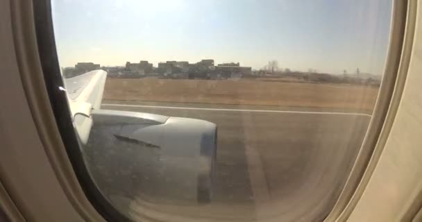 Dirty Planes One Fly Korea Clouds Viewfrom Passenger Dirty Windows — Stockvideo