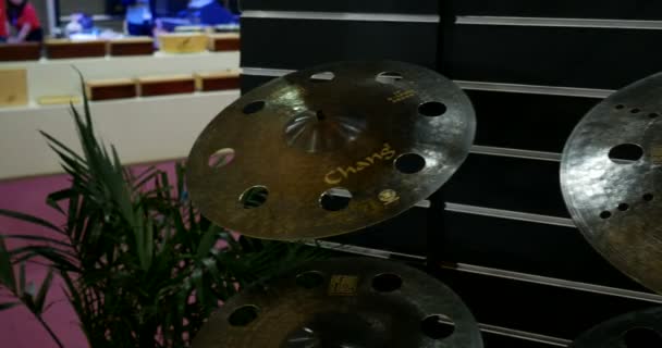 Cymbals Chang Booth Music China Shanghai Instrument Fair Section Shanghai — стокове відео