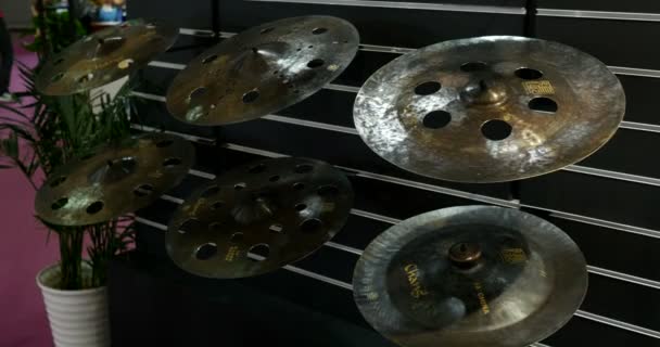 Cymbals Chang Booth Music China Shanghai Instrument Fair Section Shanghai — стокове відео