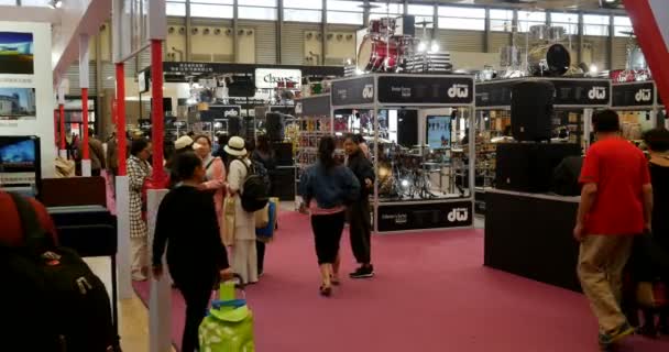 Sezione Donne Nella Batteria Music China Shanghai Instrument Fair Sezione — Video Stock