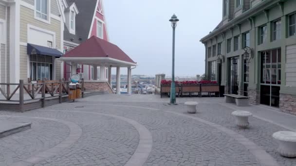 Old Port Foggy Morning European Style Dalian China — Stockvideo