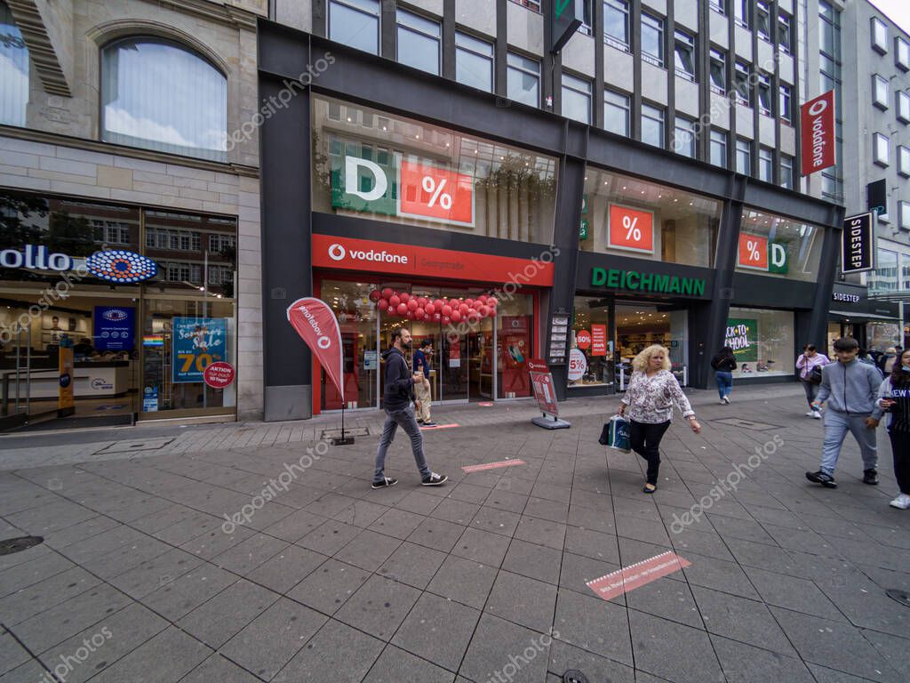 VODAPHONE shop store front in Hannover, Germany, 31.8.2020 Vodaphone is a famous brand of phone and a one of the main phone operators in Germany