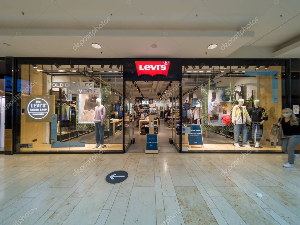 LEVI'S shop store front in Mall in Hannover, Germany, 31.8.2020 Levis is a famous fashion american brand of casual jeans and pants