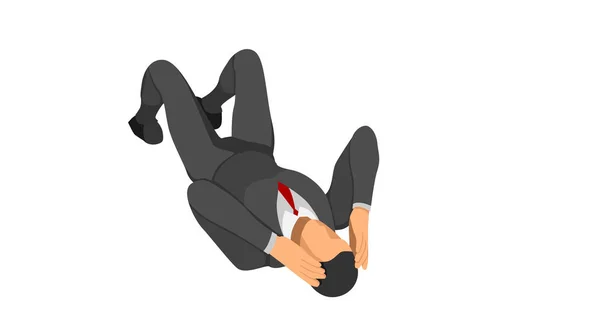 The character wears a suit lying on the floor holding his head. — Stock Vector