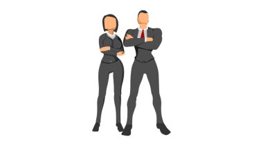 flat character vector worker neat clothes. work team character t