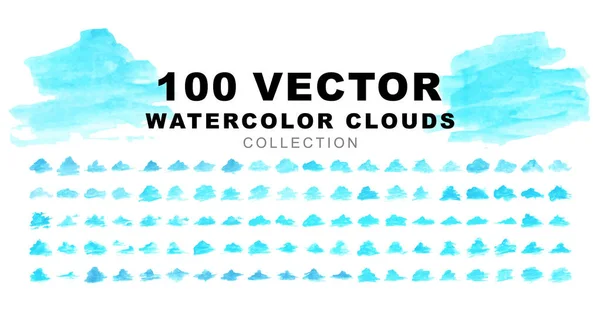 Sammlung Blauer Wolken Aquarell Stil Vektor Eps Stockillustration