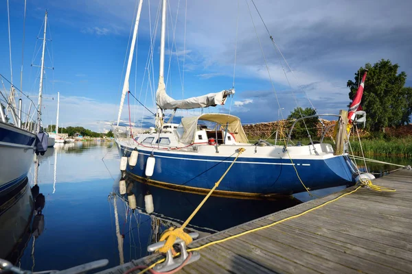 View Yachts Moored Riga Yachtclub Clear Sunny Day — Stock Photo, Image