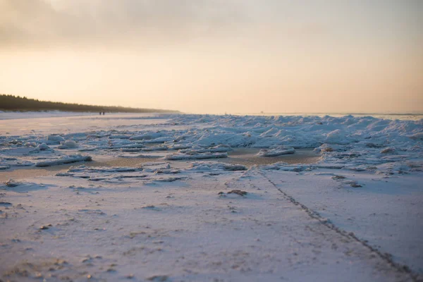 Winter Evening Sea Coast Latvia — Stock Photo, Image