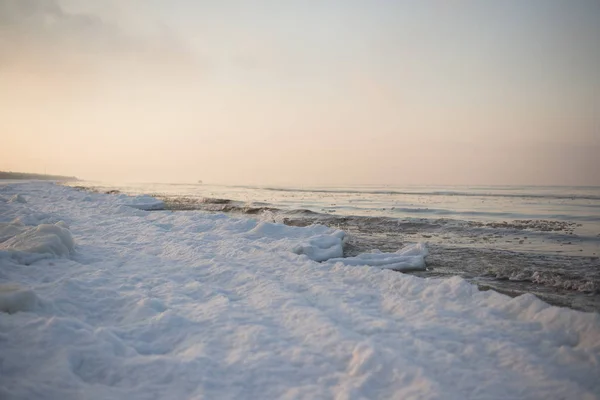 Noite Inverno Costa Marítima Letónia — Fotografia de Stock