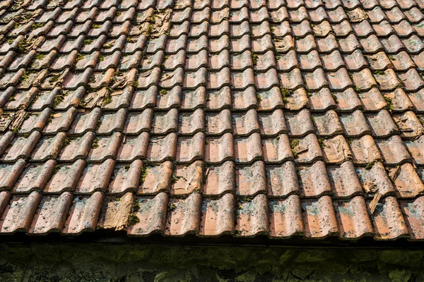 Tejado Azulejos Del Primer Plano Del Castillo Liestraupe Letonia — Foto de Stock