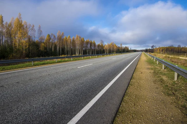 Вид Асфальт Сільська Дорога Латвії Чітких Осінньому Дні — стокове фото
