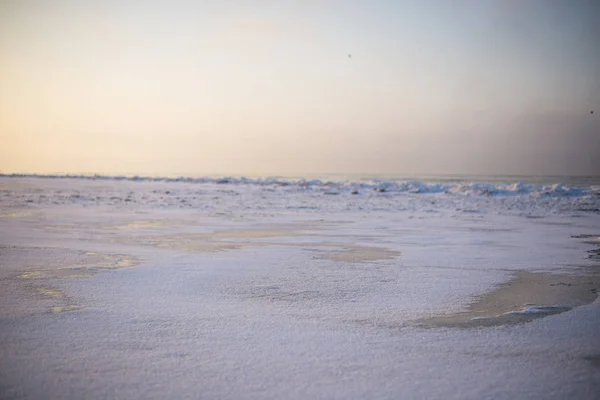 Zimowy Wieczór Wybrzeżu Morza Łotwa — Zdjęcie stockowe